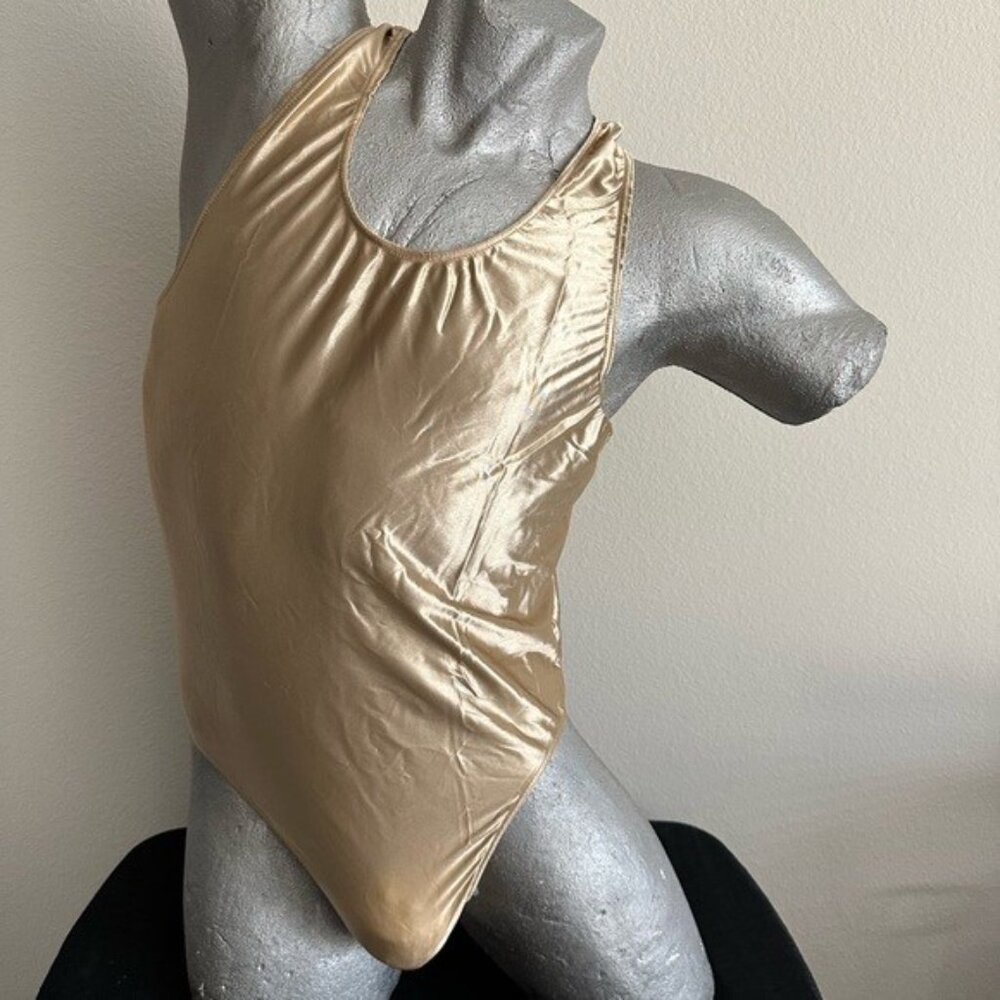 Sculpted Sexy Men's Bodysuit - Satin - Buckskin/Champagne color, by Risewear  XL